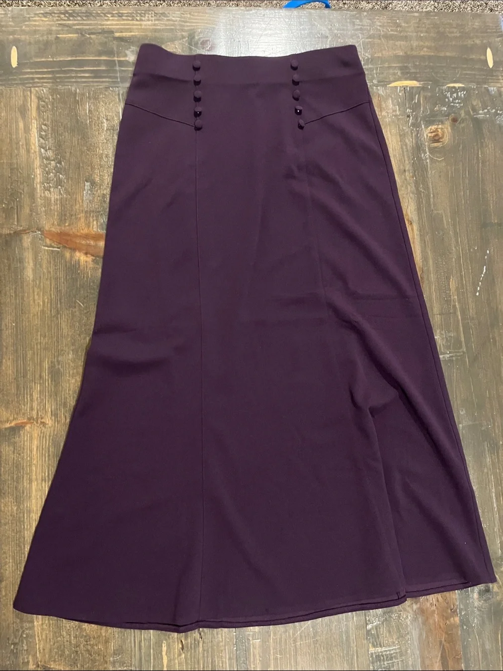 Elegant Plum Maxi Skirt with Decorative Button Detail - Picture 2 of 4